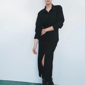 ZARA Black Midi Shirt Dress, size XXL
